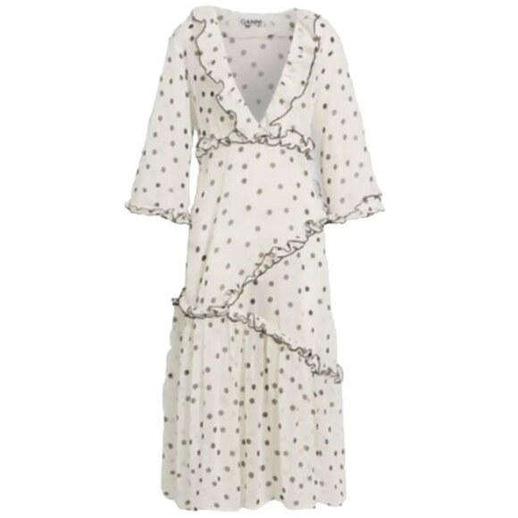 GANNI Ruffled Chiffon Midi Dress - Picture 1 of 9